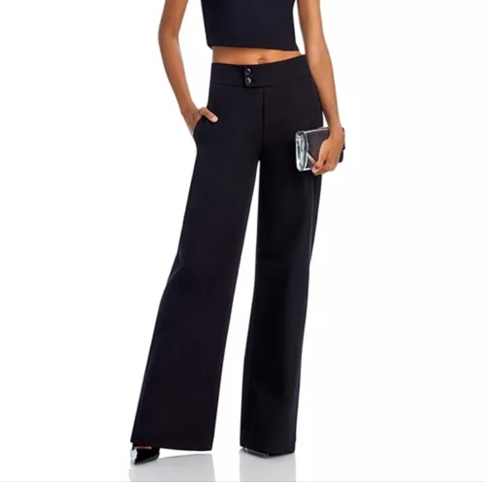 Frame Le Hardy Wide Leg Structured Black Trouser Pants Size 4